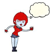cartoon vampire girl welcoming with thought bubble N4