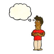 cartoon man with folded arms thought bubble N12