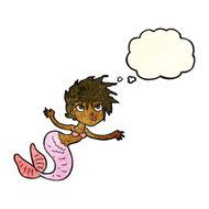 cartoon mermaid with thought bubble N26