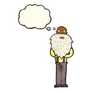 cartoon bearded old man with thought bubble N15