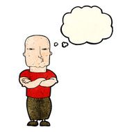 cartoon tough guy with thought bubble N4