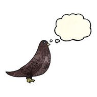 cartoon bird with thought bubble N113