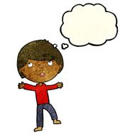 cartoon happy boy with thought bubble N94
