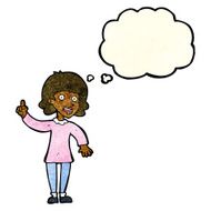 cartoon woman with idea thought bubble N99
