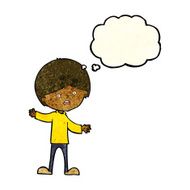 cartoon unhappy boy with thought bubble N23