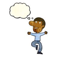 cartoon happy man with thought bubble N183