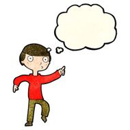 cartoon boy pointing with thought bubble N12