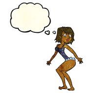 cartoon woman in lingerie with thought bubble N18