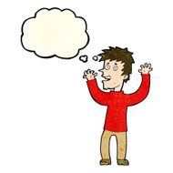 cartoon excited man with thought bubble N28