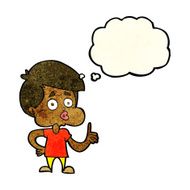 cartoon boy giving thumbs up with thought bubble N4