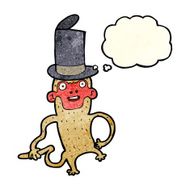 cartoon monkey wearing top hat with thought bubble N2