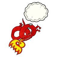 cartoon dragon breathing fire with thought bubble N2