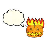 cartoon pumpkin with thought bubble N8