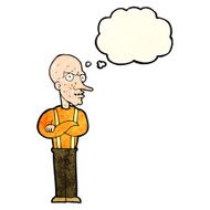cartoon mean old man with thought bubble N4
