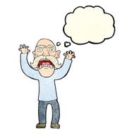 cartoon angry old man with thought bubble N56