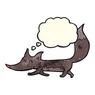 cartoon little wolf with thought bubble N5