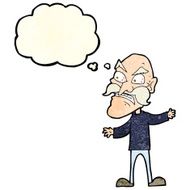 cartoon angry old man with thought bubble N57