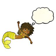 cartoon pretty mermaid with thought bubble N15
