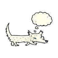cartoon little wolf with thought bubble N6