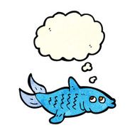 cartoon fish with thought bubble N32