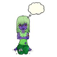 cartoon vampire girl with thought bubble N92
