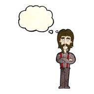 cartoon long mustache man with folded arms thought bubble N4