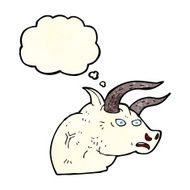 cartoon angry bull head with thought bubble N4