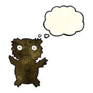 cartoon black bear with thought bubble N26