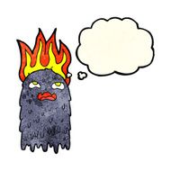 burning cartoon ghost with thought bubble N2