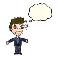 cartoon staring man with thought bubble N8