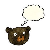 cartoon black bear with thought bubble N27