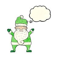 cartoon ugly santa claus with thought bubble N3