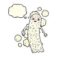 cartoon spooky ghost with thought bubble N19