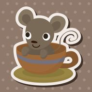 animal mouse having afternoon tea theme elements N3