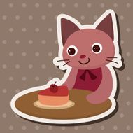 animal cat having afternoon tea theme elements N7