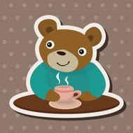 animal bear having afternoon tea theme elements N3