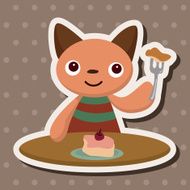 animal cat having afternoon tea theme elements N8