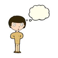 cartoon curious boy with thought bubble N15