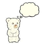 cartoon polar bear cub with thought bubble N31
