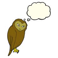 cartoon owl with thought bubble N26