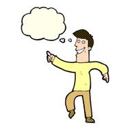 cartoon grinning man with thought bubble N35