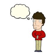 cartoon worried man with thought bubble N40