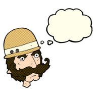 cartoon victorian big game hunter with thought bubble N5