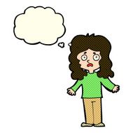 cartoon worried woman with thought bubble N32