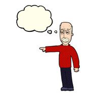 cartoon old man gesturing Get Out! with thought bubble N5
