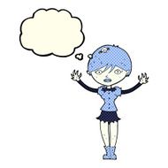 cartoon vampire girl with thought bubble N93