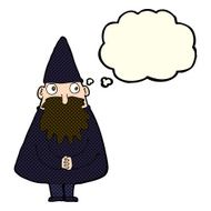 cartoon wizard with thought bubble N10