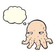 cartoon alien face with thought bubble N9