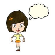 cartoon pretty woman with thought bubble N111