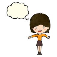 cartoon excited woman with thought bubble N53